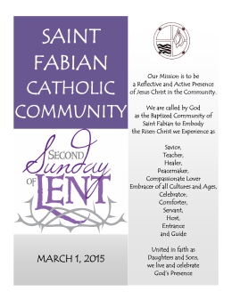 SUNDAY, MARCH 8, 2015 WHERE - Saint Fabian Catholic Church