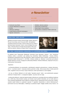 e-Newsletter - Instytut Historyczny Uniwersytetu Warszawskiego