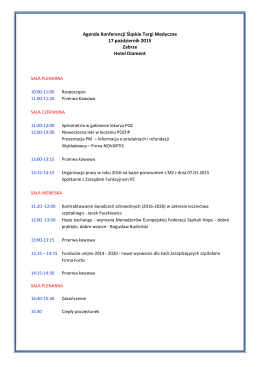 Agenda Konferencji Śląskie Targi Medyczne 17