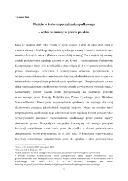 wybrane zmiany w prawie polskim