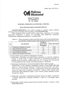 WARUNKI GWARANCJI NA POWŁOKĘ - Polimex