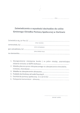 Zaświadczenie o wysokości dochodów