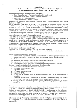Protok&oacute;ł Nr 1 z kontroli kompleksowej w Gminnym Ośrodku Kultury