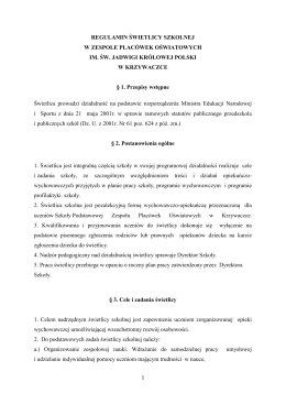 Regulamin świetlicy - ZPO im. św. Jadwigi Królowej Polski