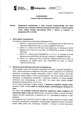 zawiadomienie o wyborze najkorzystniejszej oferty