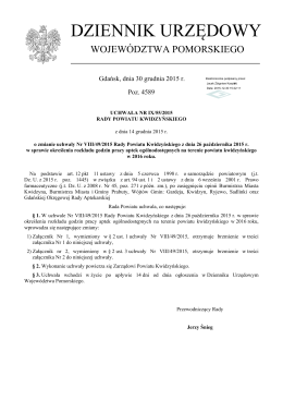 Uchwała Nr IX/55/2015 Rady Powiatu Kwidzyńskiego z dnia 14
