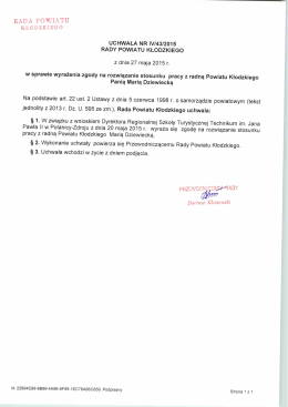 12. Uchwała Nr IV/43/2015 ws. wyrażenia zgody na rozwiązanie