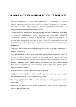 REGULAMIN PRACOWNI KOMPUTEROWEJ REGULAMIN PRACOWNI KOMPUTEROWEJ