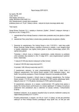 2015.02.14 ESPI raport 9 Zmiana stanu posiadania akcji spółki