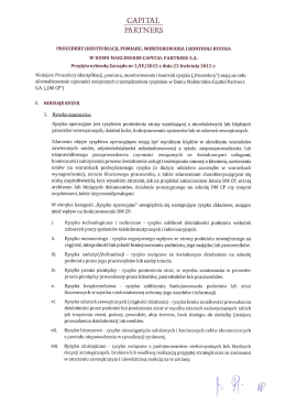 Procedury identyfikacji, pomiaru, monitorowania i kontroli ryzyka w