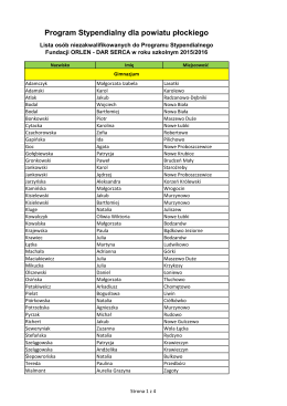Lista osób niezakwalifikowanych do Programu dla powiatu
