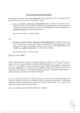Plan połaczenia poprzez przejęcie - IMMO