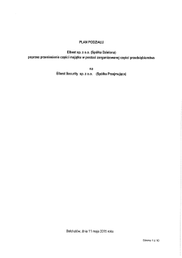 PLAN PODZŜAŁU Ełbest sp. z 0.0. (Sp&oacute;łka Dzielona) poprzez