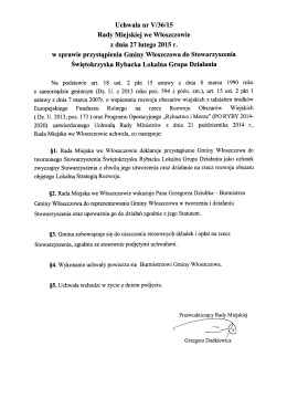 Uchwała nr V/36/15 Rady Miejskiej we Włoszczowie z dnia 27