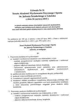 Uchwała Nr 31 z dnia 24.06.2015 r. w sprawie ustalenia zakresu