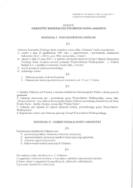 Statut Orkiestry Kameralnej Polskiego Radia Amadeus