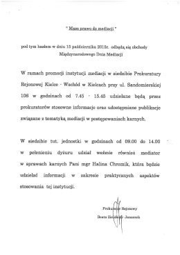 W ramach promocji instytucji mediacji w siedzibie Prokuratury