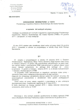 Zarządzenie Powiatowego Inspektora Nadzoru Budowlanego dla