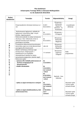 Plan działalności OUTW na rok akademicki 2015/2016
