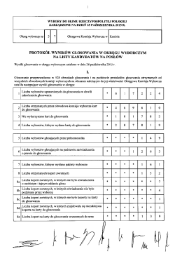 Protokół wyników głosowania i wyników wyborów do Sejmu