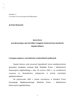 Autoreferat - Wydział Prawa i Administracji