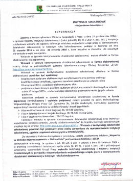 Informacja w sprawie sposobu dokonania kontynuowania