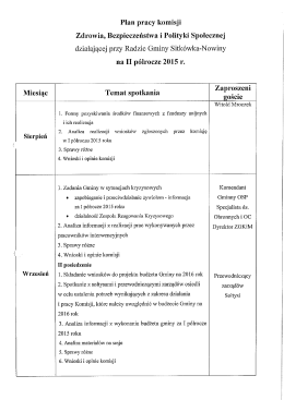 Plan Pracy na II półrocze 2015 r. - BIP Gminy Sitkówka