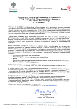 Zaproszenie do udziału w Misji Gospodarczej do Turkmenistanu z
