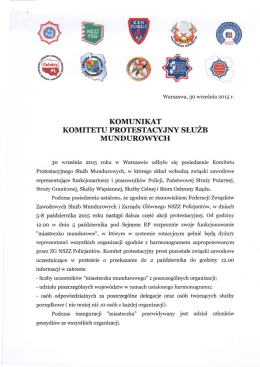 Komunikat Protestacyjny Służb Mundurowych