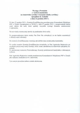 z wyboru kandydata na stanowisko cywilne w korpusie służby