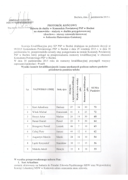 PROTOKÓŁ KOŃCOWY 1riiiłNm`iR"m"ř°li`laaboi`u do służby w