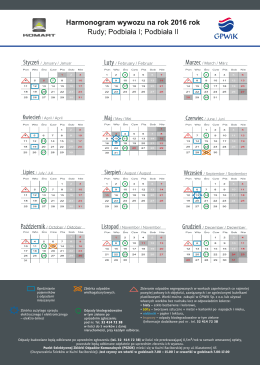 Harmonogram wywozu odpadów komunalnych na 2016 rok
