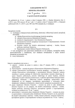 Zarządzenie Ministra Finans&oacute;w z dnia 9 grudnia 2013 w sprawie