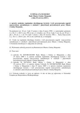 Uchwała Nr IX/102/2015 Rady Miasta i Gminy Margonin z dnia 18