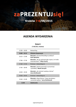 AGENDA WYDARZENIA