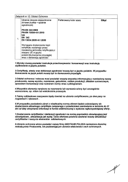 Załącznik nr 12: Odzież Ochronna Ubranie robocze olejoochronne