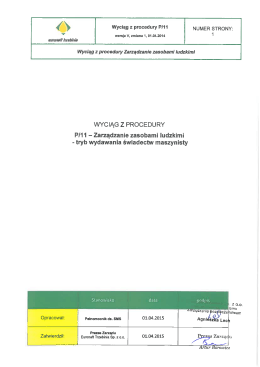 WYCIĄG Z PROCEDURY P11 Z DNIA 01.04.2015