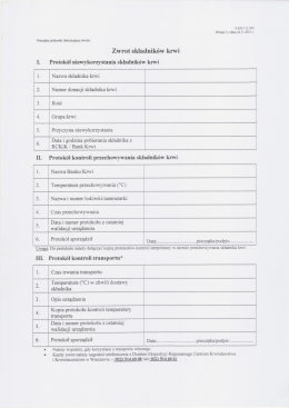 Formularz - zwrot składnik&oacute;w krwi