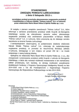 STANOWISKO ZARZĄDU POWIATU ŁAŃCUCKIEGO z dnia 6