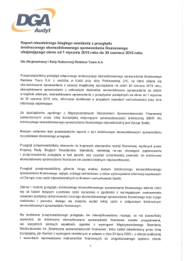 Raport z przegladu srodrocznego skonsolidowanego sprawozdania
