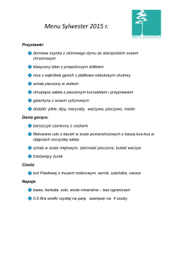 Menu Sylwester 2015 r.