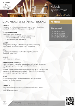 Menu - kolacja sylwestrowa