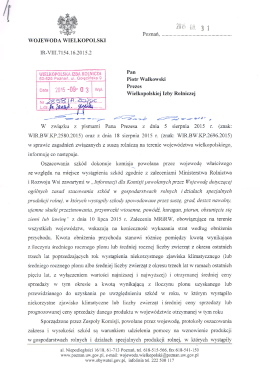 Wojewoda Wielkopolski - w sprawie zagadnień związanych z suszą