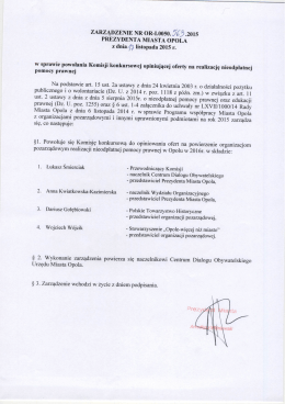 Zarządzenie Prezydenta w sprawie powołania Komisji konkursowej