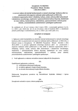 Zarządzenie nr 268/2015 Prezydenta Miasta Sieradza z dnia 30