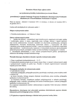 Ogłoszenie Burmistrza Miasta Sejny
