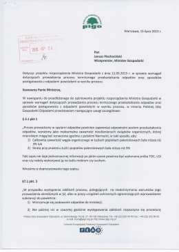 Opinia PIGO do projektu rozporządzenia Ministra Gospodarki z dnia