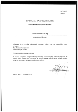 Informacja o wynikach naboru - Starostwo Powiatowe w Mławie