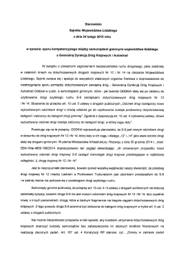 Stanowisko Sejmiku Wojew&oacute;dztwa Ł&oacute;dzkiego z dnia 24 lutego 2015