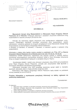 Regulamin utrzymania nawierzchni dr&oacute;g wojew&oacute;dzkich w sezonie